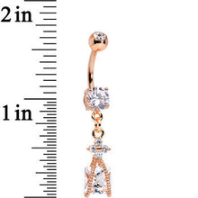 Load image into Gallery viewer, 14k Rose Gold Plated Clear CZ Capture Me Dangle Belly Ring
