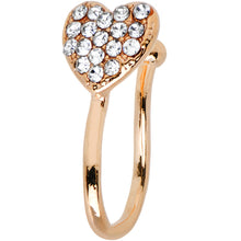 Load image into Gallery viewer, Clear Gem Rose Gold IP Paved Heart Clip On Fake Nose Ring
