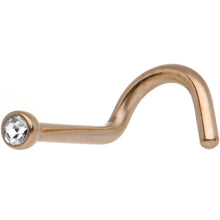 Load image into Gallery viewer, 18G 2mm Clear Gem Rose Gold Titanium IP Steel Nose Screw
