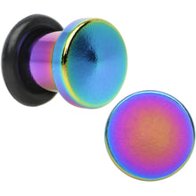 Load image into Gallery viewer, 2G Rainbow Titanium Plated Steel Flat Top Single Flare Plug Set
