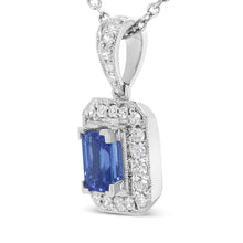 Load image into Gallery viewer, 18K White Gold 1/4 Cttw Round Diamond and 6x4mm Purple Tanzanite Halo 18" Pendant Necklace (H-I Color, VS1-VS2 Clarity)
