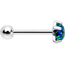 Load image into Gallery viewer, 18G 5/16 Black 5mm Synthetic Opal Steel Prong Set Cartilage
