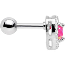 Load image into Gallery viewer, 16G 1/4 Pink Synthetic Opal Clear Gem Heart Cartilage Earring
