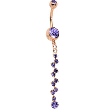 Load image into Gallery viewer, Purple Rose Gold Anodized Criss Cross Dangle Belly Ring
