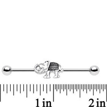 Load image into Gallery viewer, Stainless Steel Bohemian Elephant Industrial Barbell 38mm

