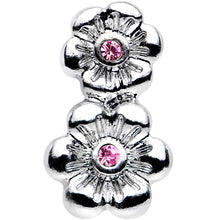 Load image into Gallery viewer, 16G 1/4 Pink Gem Steel Double Flower Tragus Cartilage Earring
