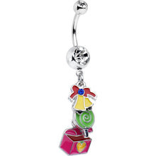 Load image into Gallery viewer, Clear Gem Christmas Bells Present Dangle Belly Ring
