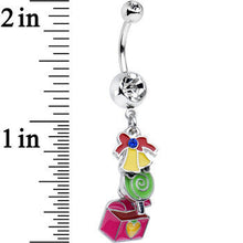 Load image into Gallery viewer, Clear Gem Christmas Bells Present Dangle Belly Ring
