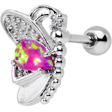Load image into Gallery viewer, Pink Synthetic Opal Clear Gem Butterfly Left Cartilage Earring
