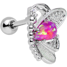 Load image into Gallery viewer, Pink Synthetic Opal Clear Gem Butterfly Right Cartilage Earring
