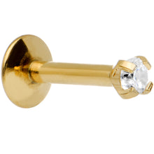 Load image into Gallery viewer, 16G 1/4 Gold IP 2mm Clear Gem Internally Threaded Tragus Earring
