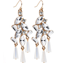 Load image into Gallery viewer, Clear Gold Tone Embellished Chandelier Fish Hook Drop Earrings
