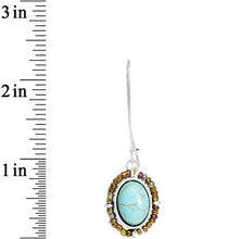 Load image into Gallery viewer, Burnished Silver Tone Tuquoise Kidney Earwire Earrings
