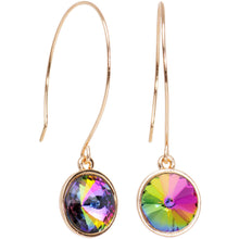Load image into Gallery viewer, Aurora Gold Tone Pendulum Sphere Fish Hook Earrings
