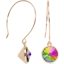 Load image into Gallery viewer, Aurora Gold Tone Pendulum Sphere Fish Hook Earrings
