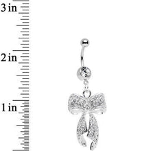 Load image into Gallery viewer, Clear Gem Stainless Steel Encrusted Bow Dangle Belly Ring
