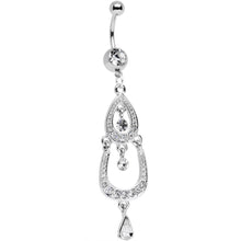 Load image into Gallery viewer, Clear Gem Shining Teardrop Horseshoe Dangle Belly Ring
