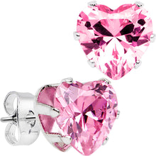 Load image into Gallery viewer, Pink Gem Stainless Steel Have a Heart or Two Stud Earrings 3mm-10mm
