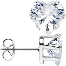 Load image into Gallery viewer, Clear Gem Stainless Steel Have a Heart or Two Stud Earrings 3mm-10mm
