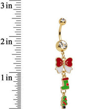 Load image into Gallery viewer, Gold Plated Surgical Steel Clear Spirit of Christmas Dangle Belly Ring
