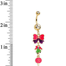Load image into Gallery viewer, Gold Plated Surgical Steel Clear Treats of Christmas Dangle Belly Ring
