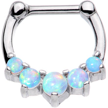 Load image into Gallery viewer, 16G 1/4 White Synthetic Opal Steel Bar Simple Septum Clicker
