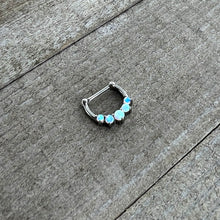 Load image into Gallery viewer, 16G 1/4 White Synthetic Opal Steel Bar Simple Septum Clicker
