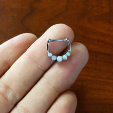 Load image into Gallery viewer, 16G 1/4 White Synthetic Opal Steel Bar Simple Septum Clicker
