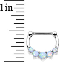 Load image into Gallery viewer, 16G 1/4 White Synthetic Opal Steel Bar Simple Septum Clicker
