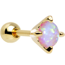 Load image into Gallery viewer, 16G 1/4 5mm White Synthetic Opal Gold Plated Cartilage Earring
