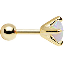Load image into Gallery viewer, 16G 1/4 5mm White Synthetic Opal Gold Plated Cartilage Earring
