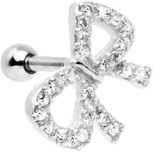 Load image into Gallery viewer, 16G 1/4 Clear Gem 925 Silver Flashy Bow Tragus Cartilage Earring
