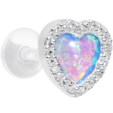 Load image into Gallery viewer, 16G Blue Synthetic Opal Heart Bioplast Cartilage Tragus Earring
