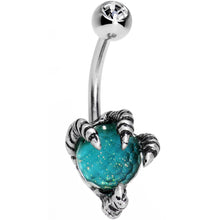 Load image into Gallery viewer, Clear Gem Aqua Globe Stainless Steel Take Me Talons Belly Ring
