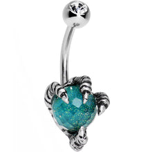 Load image into Gallery viewer, Clear Gem Aqua Globe Stainless Steel Take Me Talons Belly Ring
