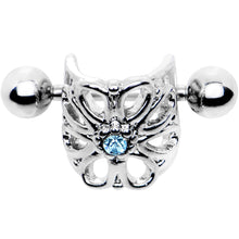 Load image into Gallery viewer, 16G 3/8 Aqua Gem Steel Barbell Flower Cartilage Cuff

