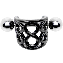 Load image into Gallery viewer, 16G 3/8 Black Band Steel Bar Infinity Cartilage Cuff
