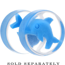 Load image into Gallery viewer, Acrylic Bright Blue Dolphin Inlay Cheater Plug
