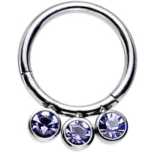 Load image into Gallery viewer, 16G 5/16 Purple Gem Trio Hinged Segment Ring
