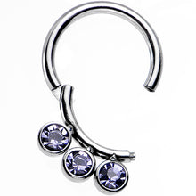 Load image into Gallery viewer, 16G 5/16 Purple Gem Trio Hinged Segment Ring
