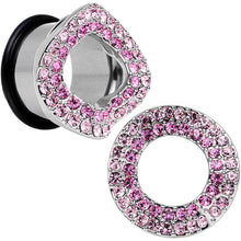 Load image into Gallery viewer, 18mm Pink Gem Steel Warp Ring Single Flare Tunnel Plug Set
