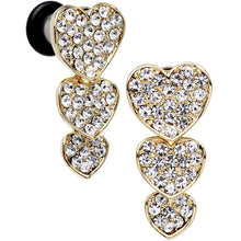 Load image into Gallery viewer, Clear Gem Steel Triple Heart Single Flare Dangle Plug Set Sizes 5mm to 00G
