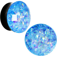 Load image into Gallery viewer, 24mm Black Acrylic Aqua Galaxy Faceted Saddle Plug Set
