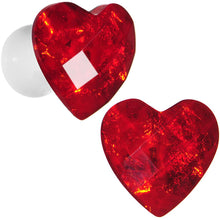 Load image into Gallery viewer, White Acrylic Red Faceted Valentine Heart Saddle Plug Set 2G to 26mm
