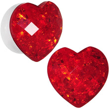 Load image into Gallery viewer, White Acrylic Red Faceted Valentine Heart Saddle Plug Set 2G to 26mm
