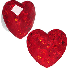 Load image into Gallery viewer, White Acrylic Red Faceted Valentine Heart Saddle Plug Set 2G to 26mm
