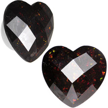 Load image into Gallery viewer, White Acrylic Black Faceted Valentine Love Heart Saddle Plug Set 12mm to 26mm
