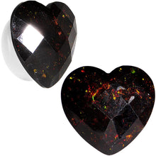 Load image into Gallery viewer, White Acrylic Black Faceted Valentine Love Heart Saddle Plug Set 12mm to 26mm
