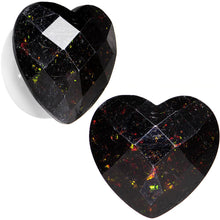 Load image into Gallery viewer, White Acrylic Black Faceted Valentine Love Heart Saddle Plug Set 12mm to 26mm
