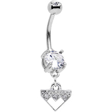 Load image into Gallery viewer, Clear Gem Stainless Steel Triangular Shield Dangle Belly Ring

